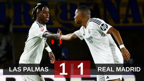 Kết quả Las Palmas 1-1 Real Madrid: Mbappe lại tịt ngòi, Los Blancos hòa thất vọng